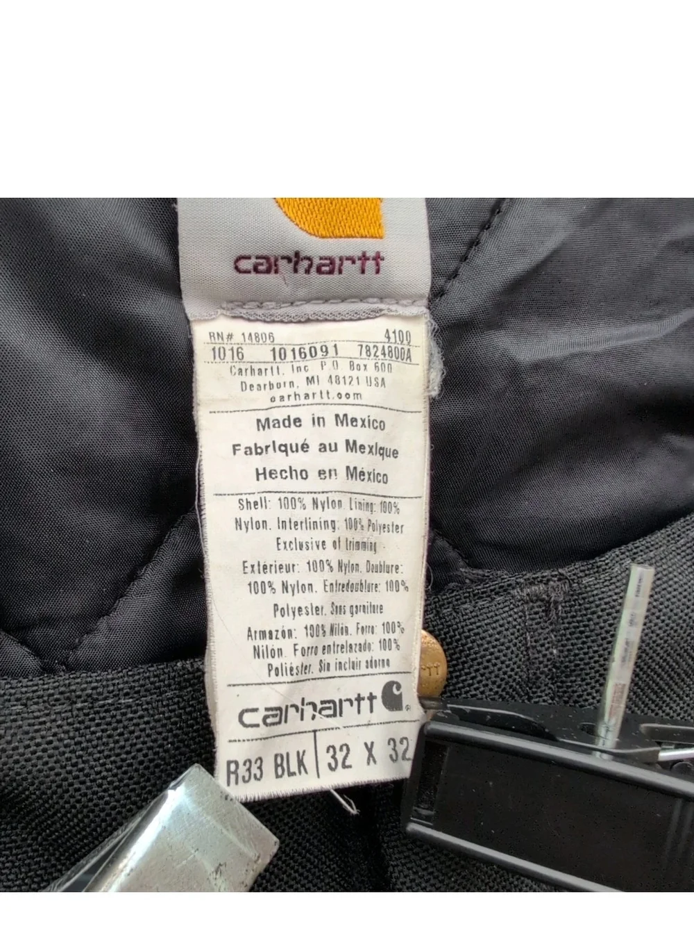 Carhartt R33 Overalls 32x32 Black Yukon Extreme Artic Bibs Insulated Distressed